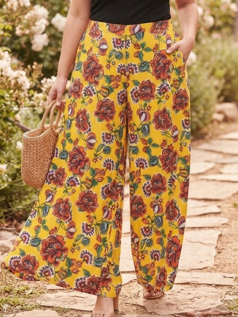 C Est. 1946 Vibrant Floral Wide-Leg Palazzo Pants | Size 18 | Like New